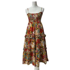 Revolve X Nicholas Silk Boho Tiered Floral Cottage Maxi Sundress Size 18